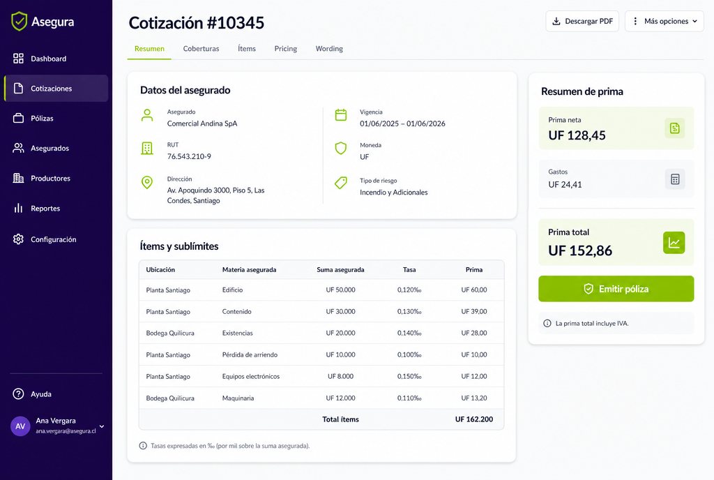 Cotizador de Seguros Generales